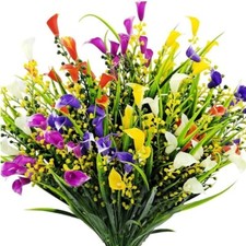 5 Bunches Of Spring Grass Calla Lilies Outdoor Artificial Flowers  Decoration.