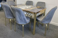 Grey and Gold Marble Dining