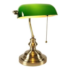 Green Banker Desk Lamp Satin