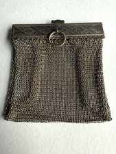 VINTAGE ANTIQUE SILVER PLATED MESH CHAINMAIL EVENING PURSE
