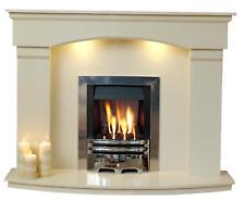 Marble Fireplace Cambridge New Surround with Curved Hearth & Header with Lights