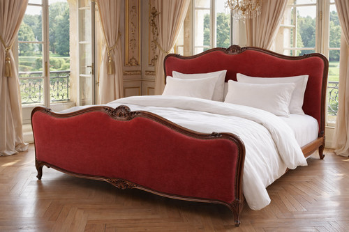 Antique french upholstered bed - antique,