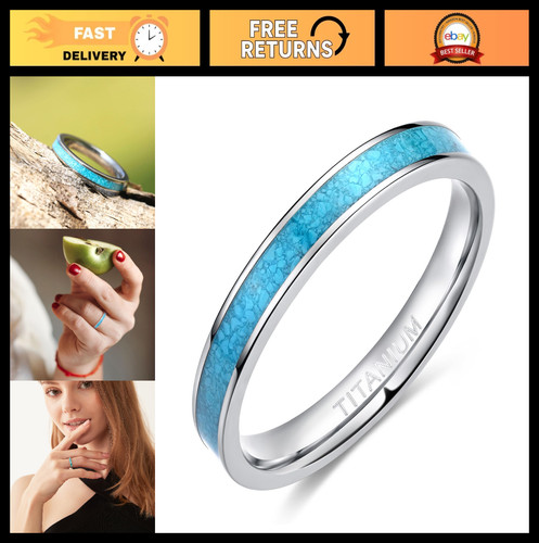 3mm titanium ring with - ring, blue