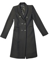 Zara Woman Long Black Tailored  Coat Small Double Breasted Morocco XS