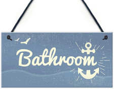 Bathroom Toilet Hanging Plaque Seaside Nautical Accessories Shabby Chic Vintage 