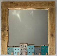 NEW Funckles Stunning square driftwood mirror with driftwood cottage houses