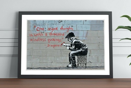 Banksy original thought framed - banksy,
