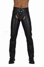 AW-773 nappa leather chaps black leather chaps with buttons leather chaps Lederhosen