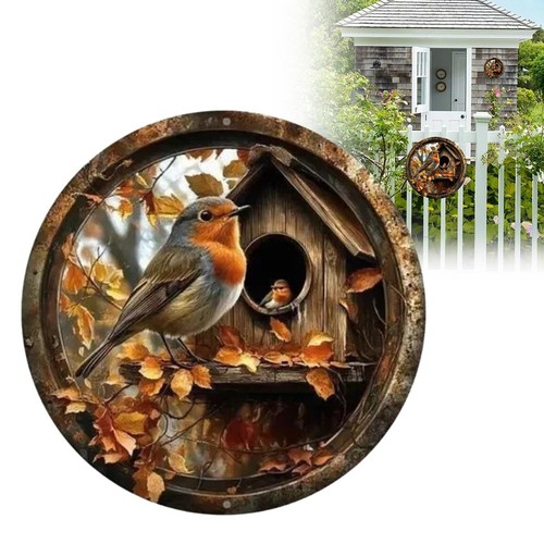 Round wooden birdhouse - birdhouse, wall