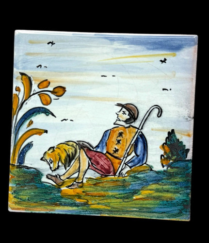 Vintage spanish tile hand - tile,