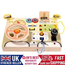 Montessori Simulated Car Driving Wheel Busy Board Sensory Toys with Light Switch