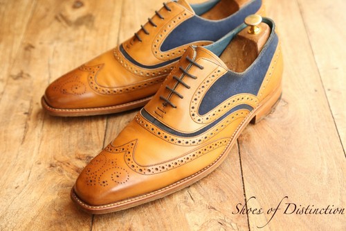 Barker tan leather blue suede - barker,