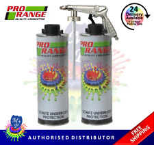 Pro Range Car Body Schutz Black x 2 Underseal 1 Litre Coating + Applicator Gun