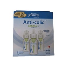 Dr. Brown's 4oz Anti-Colic Options+ Narrow Baby Bottle with Level 1  BRAND  3 pk