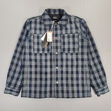 APC Mens Jacket Blue Small Snap Front Plaid Cotton Bomber Lightweight