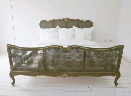 Antique french cane bed - cane,