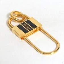 Authentic Yves Saint Laurent Key Ring Holder Charm Goldtone Metal 8cm/3.15inch
