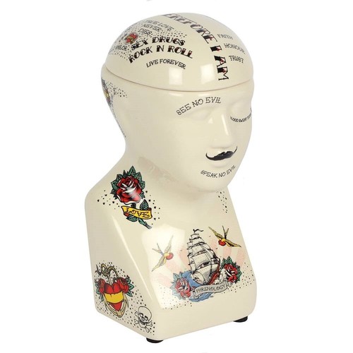 Phrenology head small tattoo - phrenology,