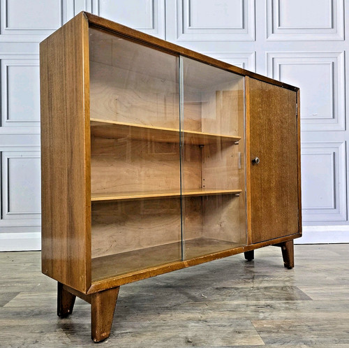 Vintage lebus glazed bookcase - lebus,