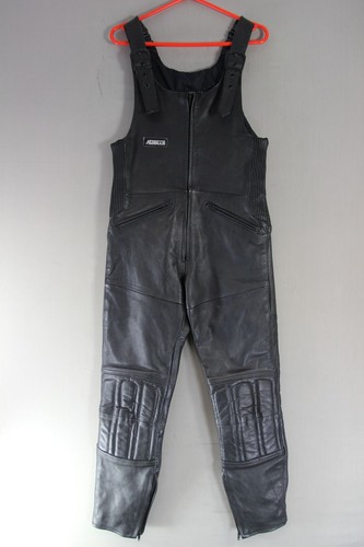 Ashman black leather biker bib - black,
