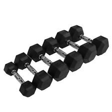 Hex Dumbbells Cast Iron Rubber Encased 2.5kg-50kg Home Gym Weights Set Pairs