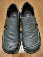 Womens Loretta Leather Dark Green Slip On Shoes UK 4