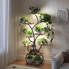 Mental Flower Shelf Plant Display Stand Outdoor Indoor with Grow Light Garden UK