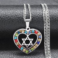 Hexagram Heart Necklace Silver
