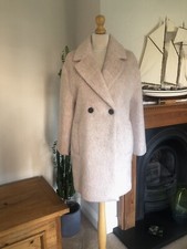 Zara Pale Pink Buttoned Double Breasted Wool Coat Size L UK14 * Last One! # M58L
