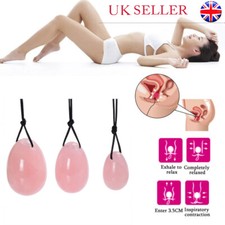 3pcs Natural Gemstone Yoni Egg Set Rose Quartz Kegel Exercise Tightening Ball UK