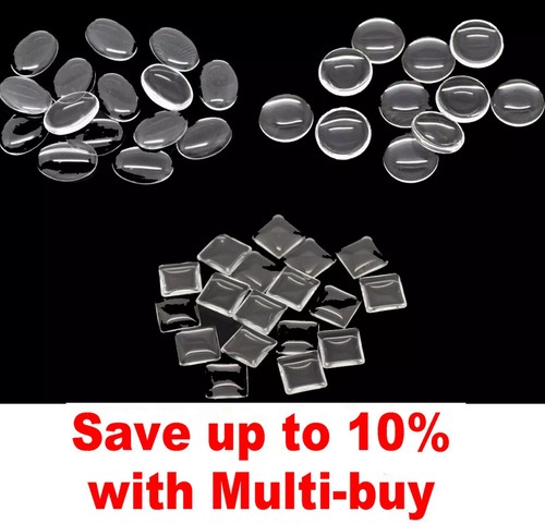 Clear glass domed cabochons - domed, /