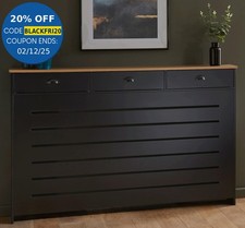 Black Radiator Cover Cabinet Traditional Modern MDF Wood Horizontal Shelf Large