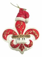 Red Music Fleur De Lis New Orleans Christmas Ornament Party Favors
