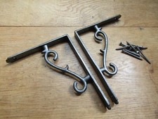 Rustic iron Vintage Shelf Brackets Scroll Antique iron THORN PAIR