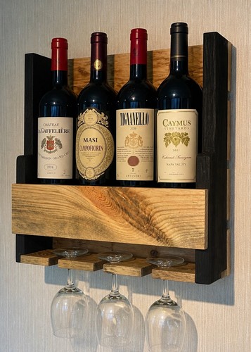 Wooden wine gin - wooden, glass