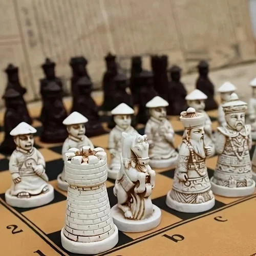 Antique small resin chess - antique,