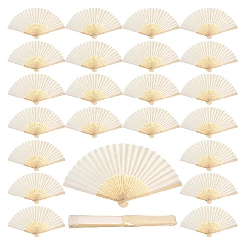 Pcs white paper hand fan - pcs,