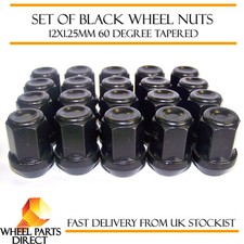 Alloy Wheel Nuts Black (20) 12x1.25 Bolts for Suzuki Ignis Sport [Mk2] 03-06