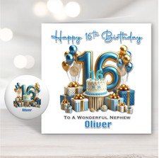 Boys 16th Birthday Card Personalised Grandson Son Godson Nephew Sweet Sixteen