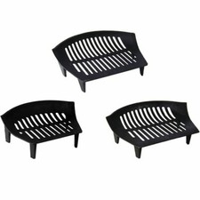Fire Grate Cast Iron Black Bow Front Fireplace Fireside Coal Wood Log Accessory
