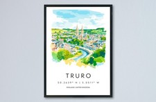 Truro Watercolor Poster Truro Cornwall Travel Print Wall Art Truro Home Decor