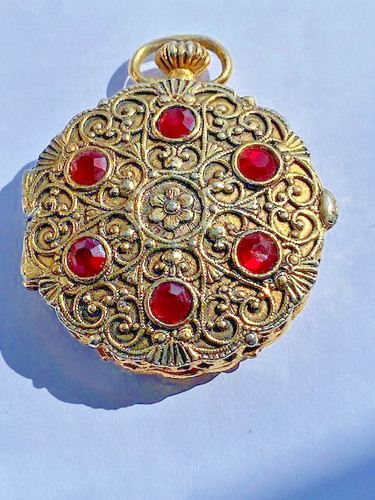 Antique gold gilt watch locket - gilt,
