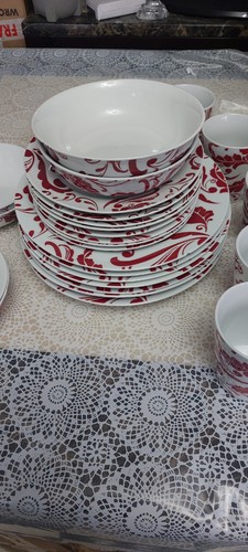 Pcs red damask porcelain - pcs,