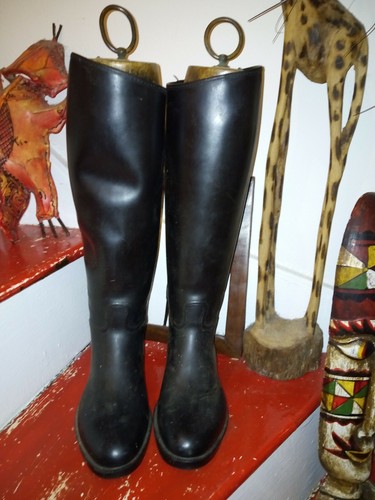 Antique pair wooden boot - pair,