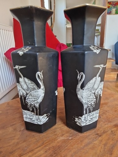 Pair phoenix ware cairo vases - cairo,
