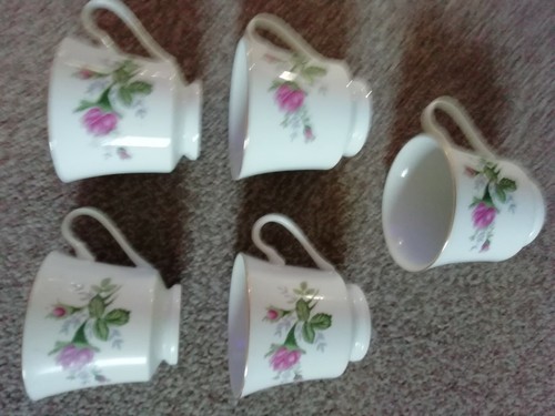 Five vintage floral china tea - five,