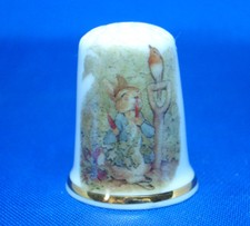 Birchcroft China Thimble -- Beatrix Potter - Peter Rabbit & Carrot -  Free Box