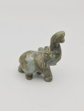 Small vintage hand  carved onyx / jade elephant stone figurine sculpture Grey
