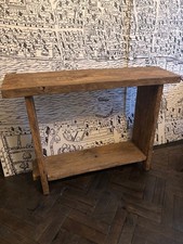 Rustic Reclaimed Oak Pig Bench – Primitive Two-Tier Hall Table. Heavy