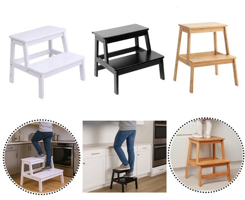 Wooden bamboo step stool - bamboo,
